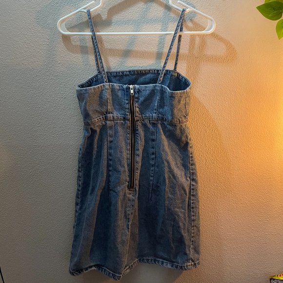 Structured form fitting denim mini Dress - Picture 2 of 6
